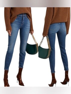 Veronica Beard Debbie High Rise Skinny Ankle Jeans Bright Blue 25